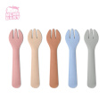 Amazon Silicone Baby Spoon Fork Eco Friendly Kids Dinnerware Sets Silicone Spoon and Fork Dinner Spoon Custom`s LOGO 36g